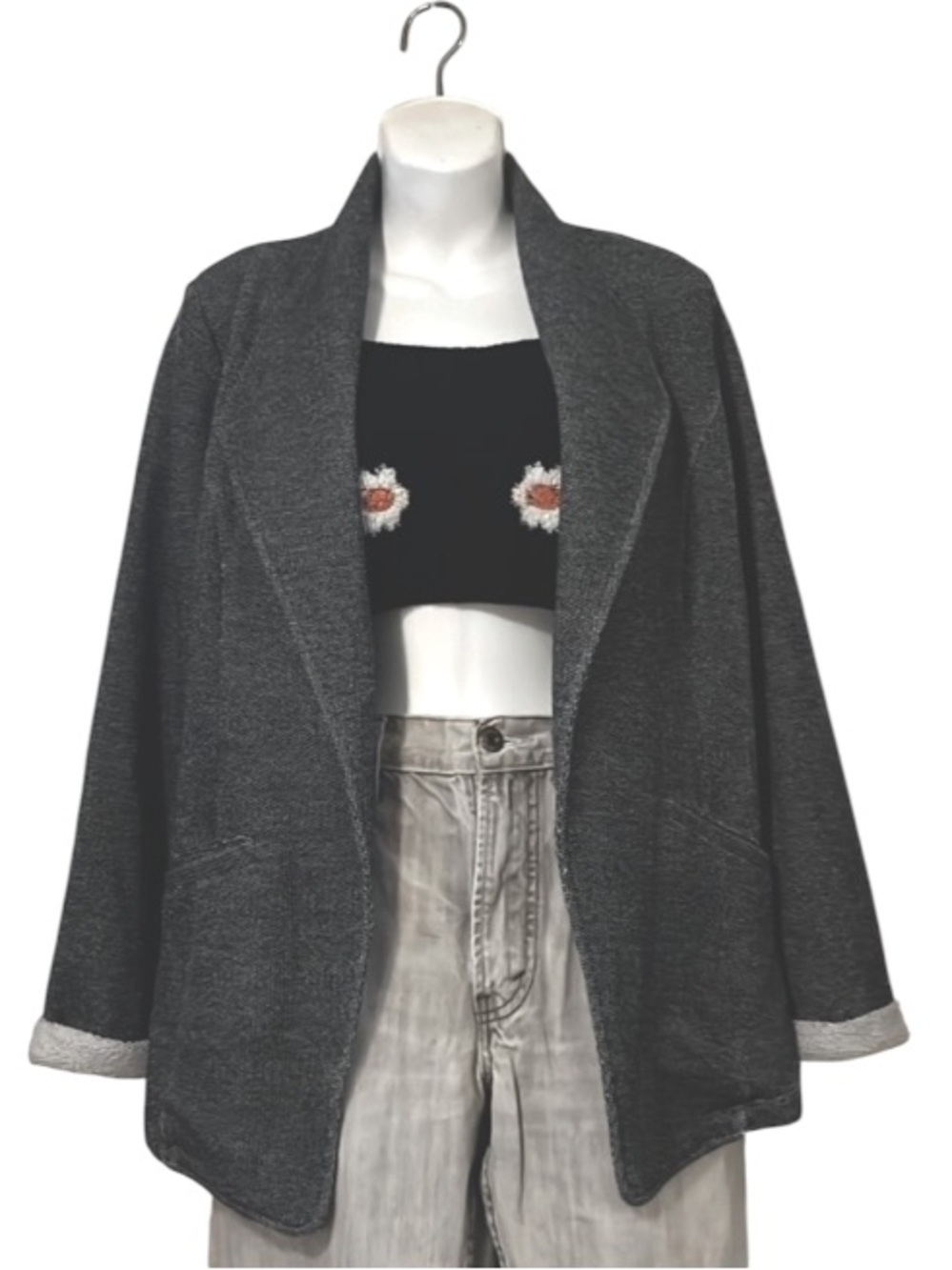 Matty M Women’s Fleece Open Cardigan Lightweight Jacket Blazer M